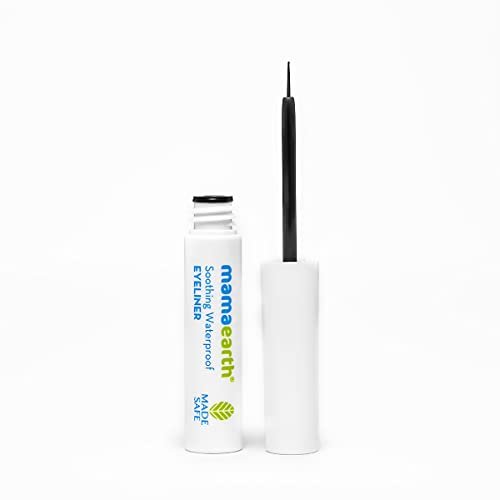 Mamaearth Soothing Waterproof Glossy Finish Liquid Eyeliner With Almond & Castor Oil For 10 Hr Long Stay - 3.5 Ml, Black