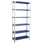 Mil-Nil Prime CRC Sheet 6 Shelf Multiuse Space Saving Rack, 78 x 36 x 12 Inch, 18 Gauge (Blue-White) Powder Coated 14 Gauge Angles