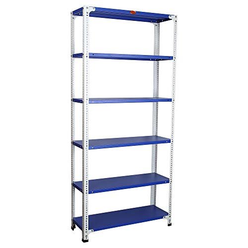 Mil-Nil Prime CRC Sheet 6 Shelf Multiuse Space Saving Rack, 78 x 36 x 12 Inch, 18 Gauge (Blue-White) Powder Coated 14 Gauge Angles