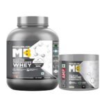 MuscleBlaze Biozyme Performance Whey Protein Powder, Chocolate Hazelnut (2kg / 4.4lbs) & Micronised Creatine Monohydrate CreAMP Powder, Unflavoured (32 Servings, 100g) | Pack of 2