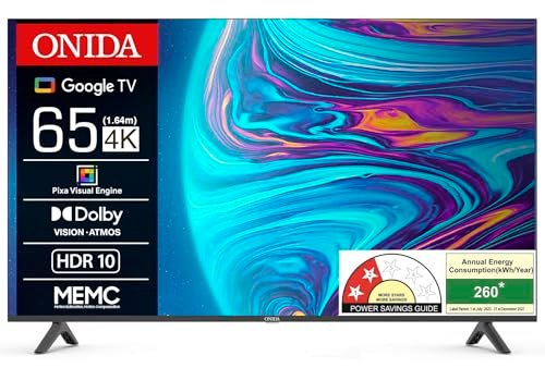 ONIDA 165 cm (65 inch) nexg Series 4K Ultra HD Smart Google LED TV 65UIG (Black)