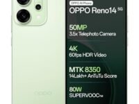OPPO Reno14 5G (Mint Green, 12GB RAM, 256GB Storage) with No Cost EMI/Additional Exchange Offers