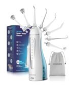 ORACURA® OC200 Dental PRO Smart PLUS Water Flosser® White, 8 Nozzle Tips, Portable & Rechargeable, Custom 8 Water Pressure Settings, 200ml Tank Capacity, IPX7 Waterproof, 365 Days Warranty