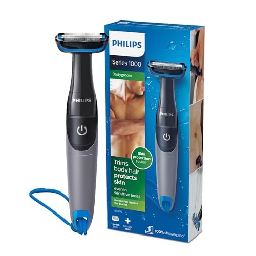 PHILIPS Bg1025/15 Showerproof Battery Powered Body Groomer Shaver For Men, Safe For All Body Areas, Including Private Parts, Black