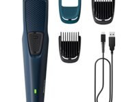 Philips Beard Trimmer for Men | India's No.1 Trimmer | DuraPower Technology | Lasts 4x Longer | Close Trim with Skin Protect Comb | Self Sharpening Blades | Cordless | Charging Indicator | Travel Lock | No Oil Needed | 2 Year Warranty | BT1232/18,Blue
