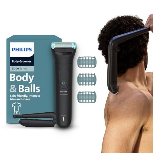 Philips Body Trimmer for Men Private Parts | Removes Back Hair | Skin Safe Grooming for Body, Balls & Pubic Hair | Clinically Tested for Sensitive Skin I Advance close shave with triple protect technology | 100 Min Runtime I 5 Year Warranty | BG5475/15