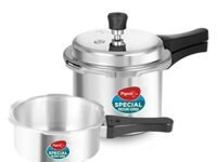 Pigeon by Stovekraft 12708 Aluminium Pressure Cooker Combo, Outer Lid, Without Induction Base (2 litre and 3 litre, Silver)