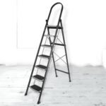 Plantex 7 Step Ladder-Foldable Steel -Wide Anti Skid Steps/5-Year Manufacturer Warranty(Grey & White)