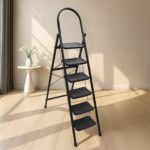 Plantex Hercules Pro 6-Step Foldable Ladder for Home with 150 kg Load Capacity/Heavy-Duty GI Steel Ladder/Anti-Slip Wide Step/Strong, Stable & Multi-Purpose (Black)