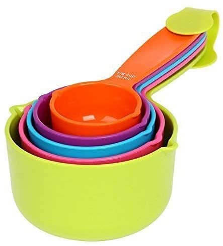 Plastic Baking Measurement Measuring Cups and Spoons Set (Multicolor 5 Piece Big)