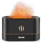 Plastic Flame Diffuser Humidifier-Auto Off 180Ml Essential Oil Diffuser-2 Modes Brightness Aroma Humidifier with Fire Flame Effect for Home,Office,Spa,Gym(Black)