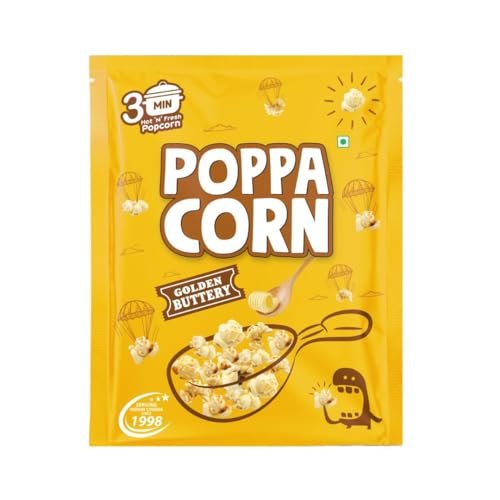 Poppacorn Instant Popcorn Hot 'N' Fresh Popcorn, Pouches 70Gms,Pack Of 15 Golden Buttery