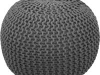 Pouf Puffy for Living Room Sitting Round Ottoman Bean Filled Stool for Foot Rest 40x40x40 cm (Grey)