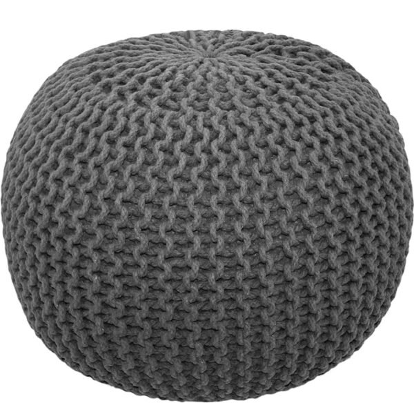 Pouf Puffy for Living Room Sitting Round Ottoman Bean Filled Stool for Foot Rest 40x40x40 cm (Grey)