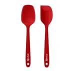 Premium Big Silicone Spatula for Cooking Set of 2 | Non-Stick Silicone Spatula Set for Cooking & Baking, Seamless Design, Heat-Resistant -40°C to 230°C | Kitchen Utensil | Food-Grade & BPA-Free | Red