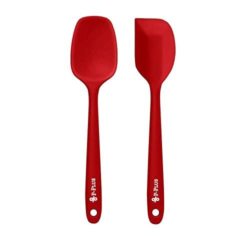Premium Big Silicone Spatula for Cooking Set of 2 | Non-Stick Silicone Spatula Set for Cooking & Baking, Seamless Design, Heat-Resistant -40°C to 230°C | Kitchen Utensil | Food-Grade & BPA-Free | Red
