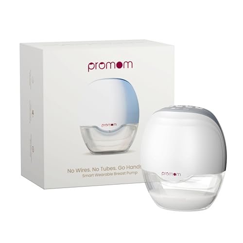 Promom Wearable Electric Breast Pump for Feeding Mothers, Automatic Hands-Free Pumping Machine with 3 Modes & 8 Suction Levels, Portable & Cordless with USB Charging, FDA Approved, Patented Diaphragm Case Technology, Best-In Class Suction-450MmHg/60KPA, Smart LED Display, 160ml BPA-Free Milk Cup, Quiet & Compact (1 Year Warranty) - Pack of 1