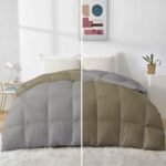 Razzai 500 GSM Winter Premium Collection Quilted Reversible Comforter - Queen Size (90" x 90" Inches/228cm x 228cm) Silver/Beige TC-400