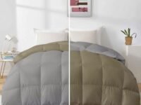 Razzai 500 GSM Winter Premium Collection Quilted Reversible Comforter - Queen Size (90" x 90" Inches/228cm x 228cm) Silver/Beige TC-400