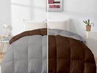 Razzai microfiber 500 GSM Winter Comforter Premium Collection Quilted Revesible Comforter (60" x 90" Inches/152cm x 228cm) - Single Bed Comforter|Silver/Chocolate Brown| TC - 400