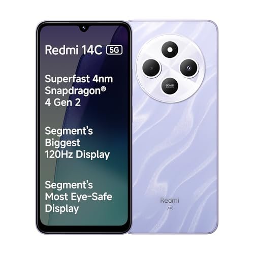 Redmi 14C 5G (Stardust Purple, 6GB RAM, 128GB Storage) | Superfast 4nm Snapdragon 4 Gen 2 | 120Hz 17.47cm (6.88”) Display | 5160mAh Battery | 50MP Dual Camera | Premium Starlight Design