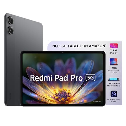 Redmi Pad Pro 5G | Snapdragon 7s Gen 2| 12.1-inch/30.7cm XL Display | 33+ Days Ultra-Long Standby | 10000mAh (typ) Battery | Powered by HyperOS |8GB, 128GB | Wi-Fi 6 + 5G | Graphite Grey