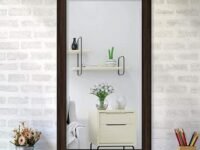 SEVEN HORSES Frame Brown Sunmica Finish Fiber Wood Wall Mirror, Dressing Mirror Solid Premium Brown Water Resistant Synthetic Fiber Wood Made (14.5X26.5 Inch, Framed, Rectangular)