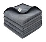 SOFTSPUN Microfiber Cloth Silk Banded Edges 500 GSM 40X40 cms Pack of 4 Grey! Silk Banded Edge Towel Set Extra Thick Microfiber Cleaning Cloths Perfect for Bike Auto Cars Both Interior and Exterior.