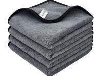 SOFTSPUN Microfiber Cloth Silk Banded Edges 500 GSM 40X40 cms Pack of 4 Grey! Silk Banded Edge Towel Set Extra Thick Microfiber Cleaning Cloths Perfect for Bike Auto Cars Both Interior and Exterior.