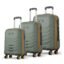 Safari Crescent 8 Wheels Set of 3 (Cabin + Medium + Large) Trolley Bags Hard Case Polycarbonate 360 Degree Wheeling Luggage, Travel Bags, Suitcase for Travel, Trolley Bags for Travel, Thyme Green