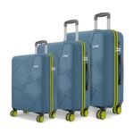 Safari Pentagon Neo 8 Wheels Travel Trolley Bags, Hard Case Polypropylene with 360 Degree Wheeling Luggage, Suitcase for Travel, Ink Blue, Cabin + Medium + Large (55/65/75cm), Set of 3