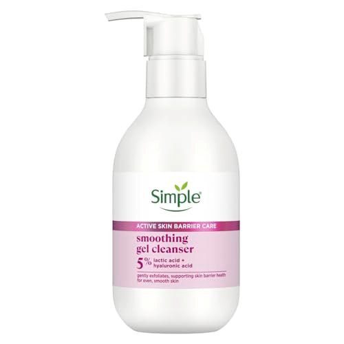 Simple Active Skin Barrier Care Smoothing Gel Face Cleanser 150 ml | with 7% Ceramide boosters, Lactic Acid & Hyaluronic Acid | Gently Exfoliates