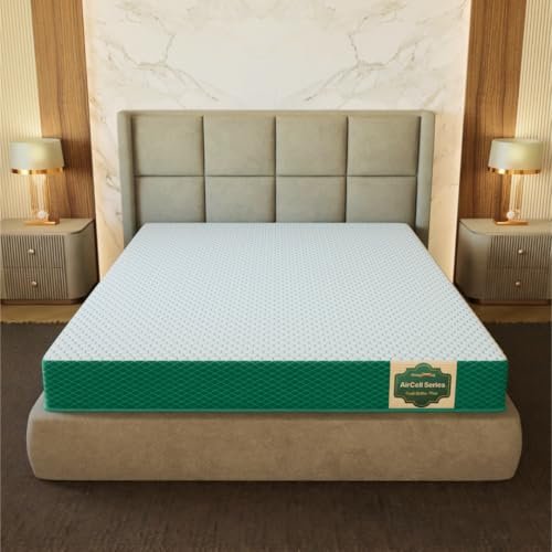SleepyHug AirCell Ortho Dual Comfort Plus 5 Inch Mattress |Reversible Hard & Soft | 2 Side |7 Years Warranty | Back Pain Relief| Orthopedic | King Bed Size White & Teal (LxWxH -78x72x5 Inch)