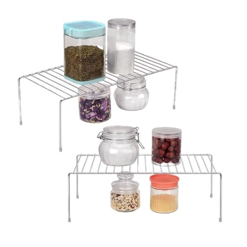Stainless Steel Kitchen Rack, Storage Shelves for Kitchen, Multipurpose Organizer Extend with Anti-Rust, Space Saving Rack, Utensil Rack Storage Rack, Kitchen Organizer Rack (Pack of 2)
