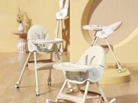 StarAndDaisy Baby High Chair With Upgrated Portable Rocking Feature,Comfortable Seat,Five Point Safety Belt / Kids Dinning Chair For 6 Months To 5 Years Girls & Boys (Light Yellow)