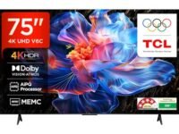 TCL 189 cm (75 inches) Metallic Bezel Less Series 4K Ultra HD Smart LED Google TV 75V6C (Black)