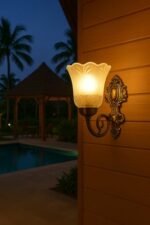 TRIPPING Vintage Bell-Shaped Glass Wall Lamp with Antique Brass Finish – 3-in-1 LED Light (White, Warm, Natural) – Classic Sconce for Bedroom, Living Room, Hotel, and Decorative Home Lighting