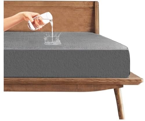 Trance Waterproof Terry Fabric Ultra Soft Mattress Protector | Breathable | Hypoallergenic Bed Cover | Mattresses Cover (72x66 inch | 6x5.5 feet_ Grey)