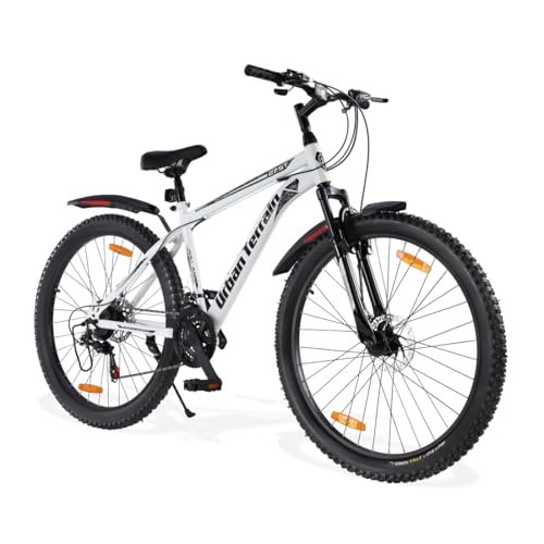 Urban Terrain Galaxy Ultra 27.5T Steel Geared High Performance Mountain Cycles for Men with Front Suspension & Disc Brake MTB Bike | Ideal for 15+ Years, Unisex, Frame Size: 17 inch (21 Speed, White)