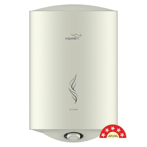 V-Guard Divino Geyser 10 Litre Water Heater for Home | BEE 5 Star Rating | Vitreous Enamel Tank Coating | Advanced Multi-layered Safety | Suitable for Hard Water & High-rise Buildings | White
