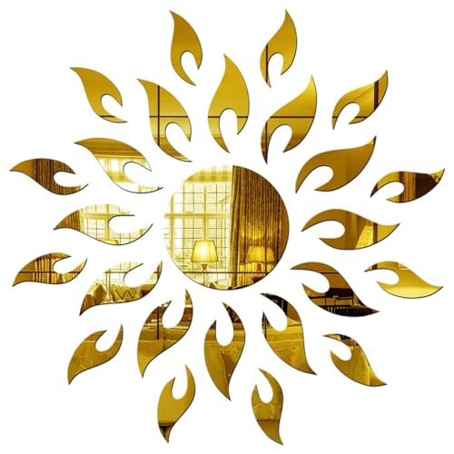 Wall1ders Golden Mirror Stickers - Acrylic Wall Decor, Large Size (45 cm), Self-Adhesive