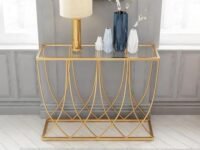 Weston Crafts Modern Minimalist Glass Coffee Console Table, Hotel Door Partition Wall