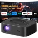 Wzatco Alpha 2 Max (Dark Edition) Ultra Bright 18000 Lumens, Native 1080P Fully Automatic 4K HDR, (Intelligent OA + Screen Fit), Dolby, HDMI ARC, Android 9, BT 5.1, WiFi 6, Black