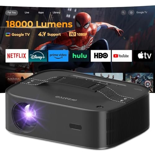 Wzatco Alpha 2 Max (Dark Edition) Ultra Bright 18000 Lumens, Native 1080P Fully Automatic 4K HDR, (Intelligent OA + Screen Fit), Dolby, HDMI ARC, Android 9, BT 5.1, WiFi 6, Black