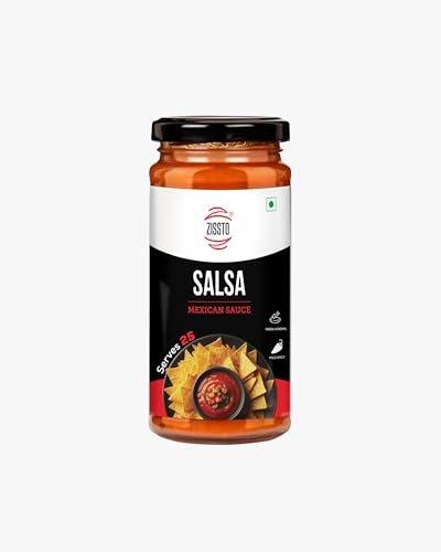 Zissto Salsa Mexican Dip Sauce | Use as dip with Nachos with Salsa, Paneer Tacos with Salsa, Burritos with Salsa - 250gms (for 25 Servings)