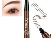 kroywen Waterproof 4 Points Microblading Eyebrow Pen with a Micro-Fork Tip Applicator Creates Flawless Natural Looking Eyebrows SmudgeProof Eyebrow Pencil (Dark Brown)