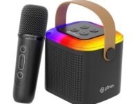 pTron Newly Launched Fusion Tunes 10W Mini Bluetooth Speaker with Wireless Karaoke Mic, 8Hrs Playtime, Vivid RGB Lights, Voice Effects, Multi-Play Modes BT5.1/TF Card & Type-C Charging Port (Black)