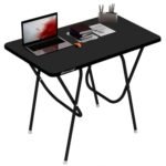 wow craft Multi-Purpose Portable & Foldable Wooden Table Desk | Engineered Plywood Top with Powder Coated Finish for Home & Office | 90x60x75 cm (FS Black)