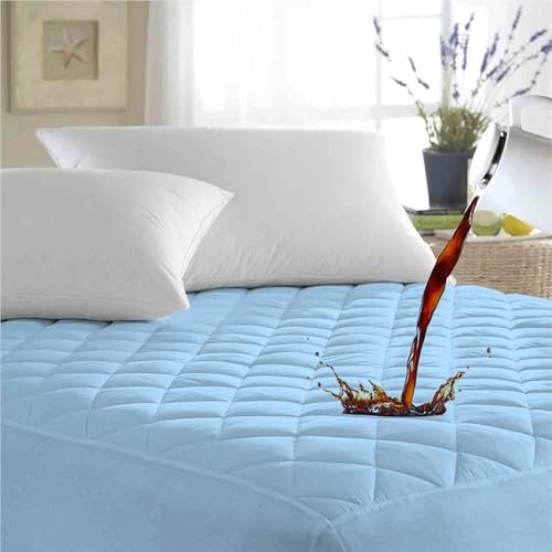 Ayka Waterproof Cotton Quilted Mattress Protector King Size Breathable Hypoallergenic Noiseless Ultra Soft Fitted Bed Protector 84x72 inch Mattress/Bed Cover (King 72x84 inch | 6x7 ft, Blue)