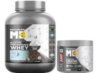 MuscleBlaze Biozyme Performance Whey Protein Powder, Blue Tokai Coffee (2kg / 4.4lbs) & Micronised Creatine Monohydrate CreAMP Powder, Unflavoured (32 Servings, 100g) | Pack of 2